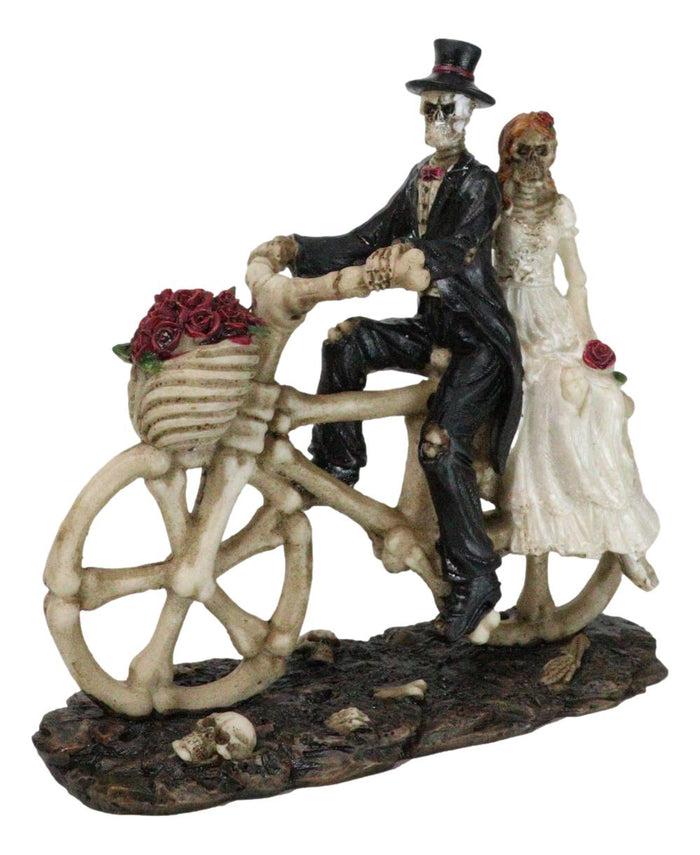 ebros gift Wedding Skeletons Bride And Groom Riding Skeletal Bones Roses Bicycle Figurine