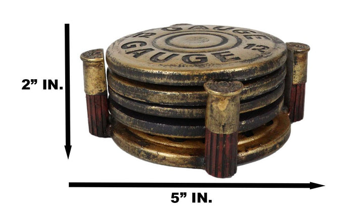 Ebros Gift Western 12 Gauge Shotgun Bullet Shells Hunter's Ammo Coaster Set With 4 Coasters