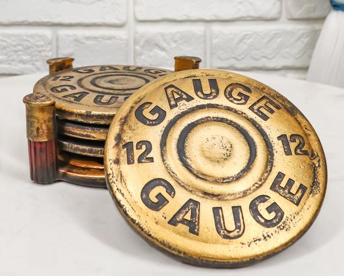 ebros gift Western 12 Gauge Shotgun Bullet Shells Hunter's Ammo Coaster Set With 4 Coasters