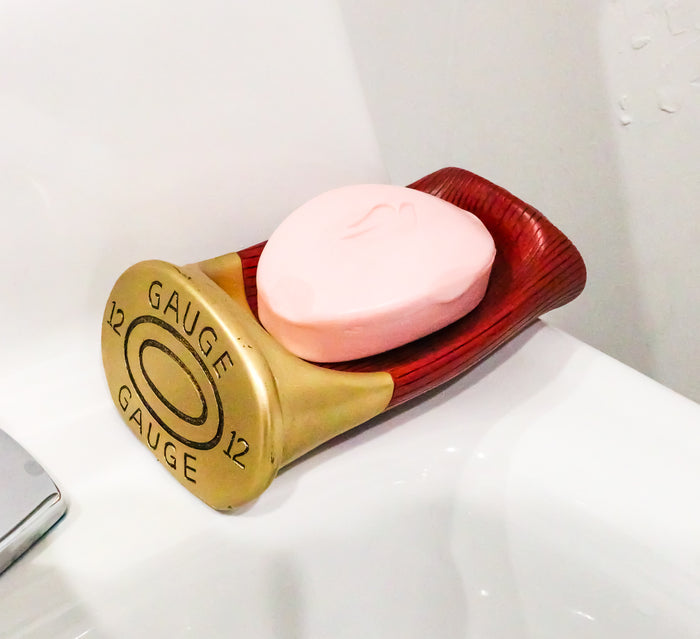 Ebros Gift Western 12 Gauge Shotgun Shell Bullet Kitchen Vanity Bathroom Soap Dish Tray