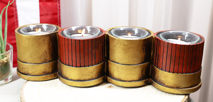 ebros gift Western 12 Gauge Shotgun Shells Ammo Shell Casing 4 Votive Inserts Candle Holder