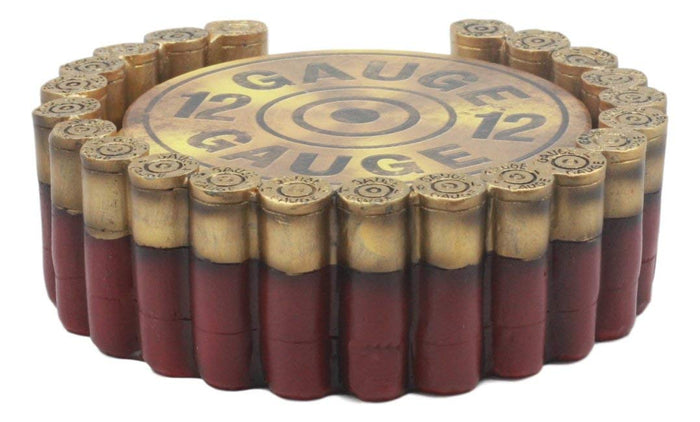 Ebros Gift Western 12 Gauge Shotgun Shells Hunter's Ammo Round Coaster Set With 4 Coasters