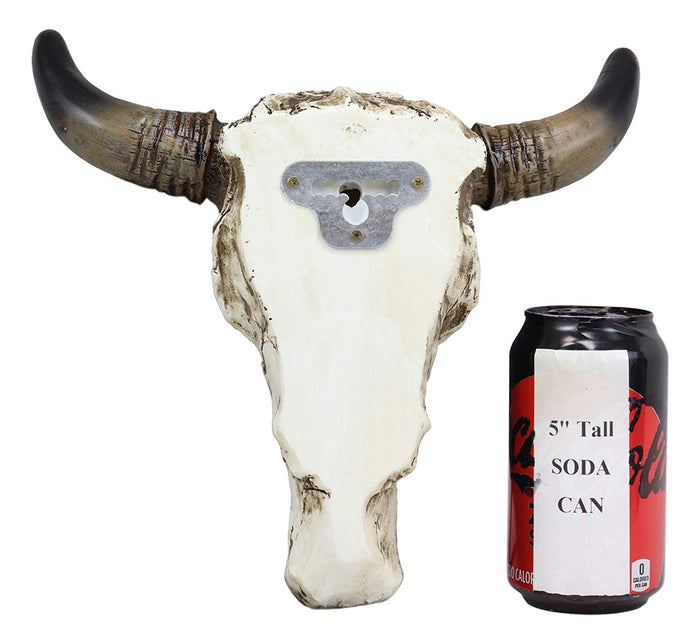 Ebros Gift Western Aged White Steer Bison Buffalo Bull Cow Horned Skull Head Wall Decor
