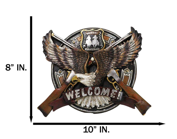 Ebros Gift Western Bald Eagle With 2 Rifle Shotguns Cowboy Party Welcome Wall Decor Plaque