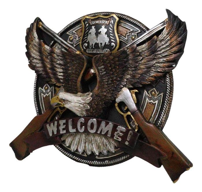 Ebros Gift Western Bald Eagle With 2 Rifle Shotguns Cowboy Party Welcome Wall Decor Plaque