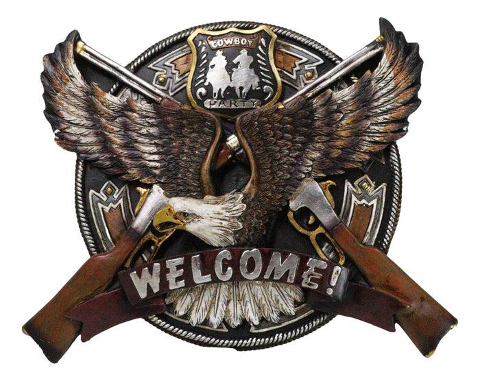 ebros gift Western Bald Eagle With 2 Rifle Shotguns Cowboy Party Welcome Wall Decor Plaque