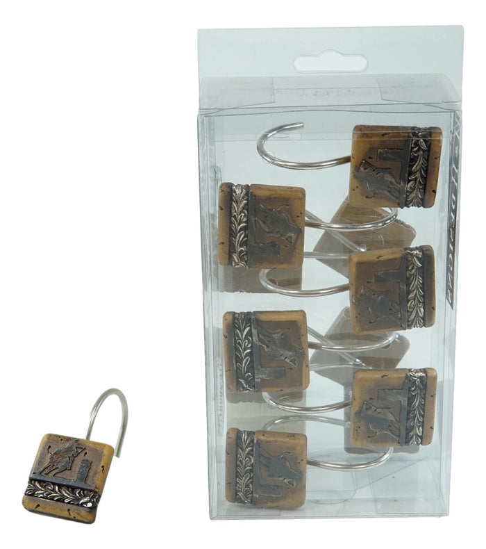 Ebros Gift Western Barrel Racer With Floral Patterns Bathroom Shower Curtain Hooks 12pk