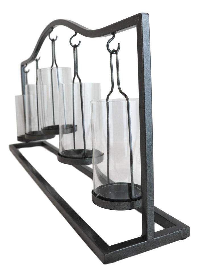 Ebros Gift Western Black Arched Metal Stand Decorative 5 Penta Votive Candles Candleholder