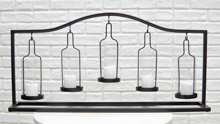 ebros gift Western Black Arched Metal Stand Decorative 5 Penta Votive Candles Candleholder