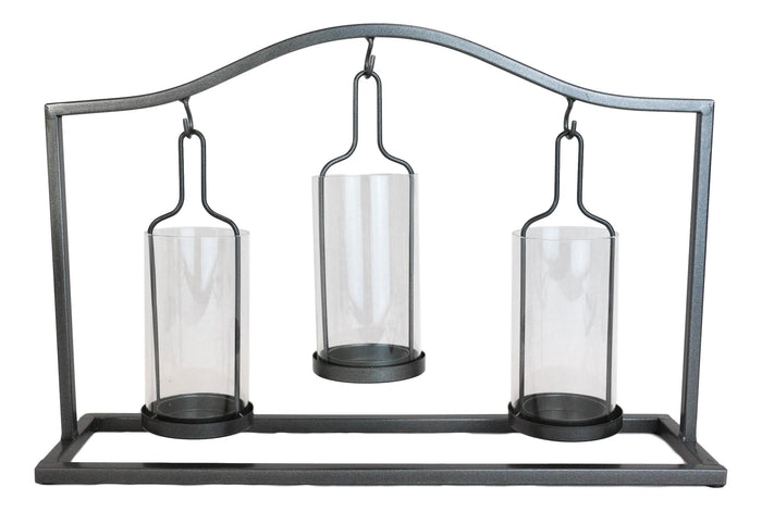 Ebros Gift Western Black Arched Metal Stand Decorative Triple Votive Candles Candleholder