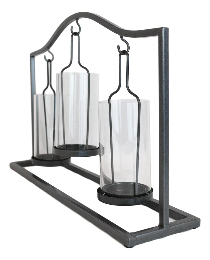Ebros Gift Western Black Arched Metal Stand Decorative Triple Votive Candles Candleholder