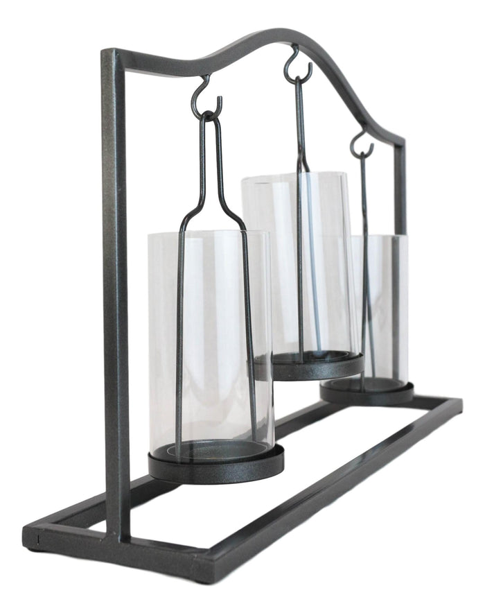 Ebros Gift Western Black Arched Metal Stand Decorative Triple Votive Candles Candleholder