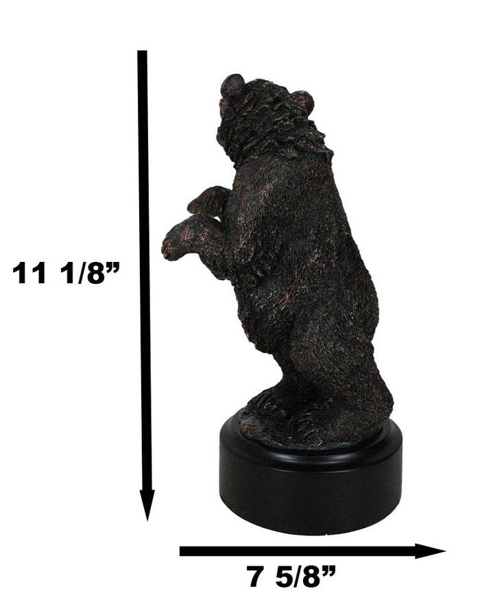 Ebros Gift Western Black Bear On Rear Legs Roaring Bronze Electroplated Resin Decor Statue