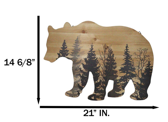 Ebros Gift Western Black Bear With Pine Trees Forest Silhouette Wooden Cutout Wall Decor