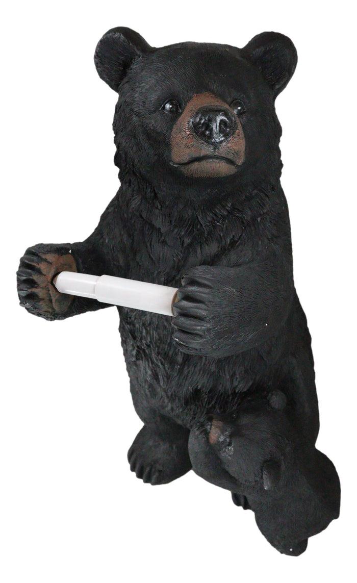 Ebros Gift Western Black Mother Bear With Cub Toilet Paper Holder Floor Standing Figurine