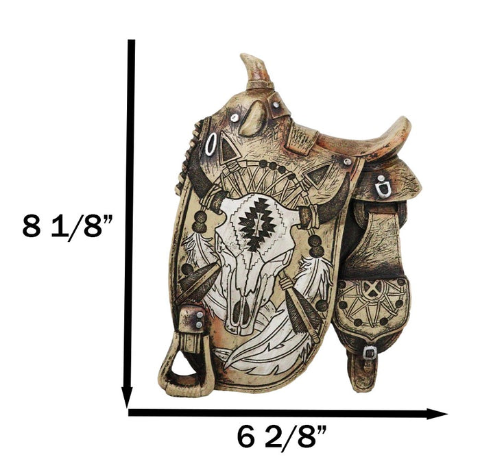 Ebros Gift Western Country Cowboy Navajo Tribal Indian Cow Skull Horse Saddle Figurine