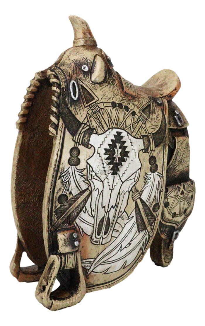 Ebros Gift Western Country Cowboy Navajo Tribal Indian Cow Skull Horse Saddle Figurine
