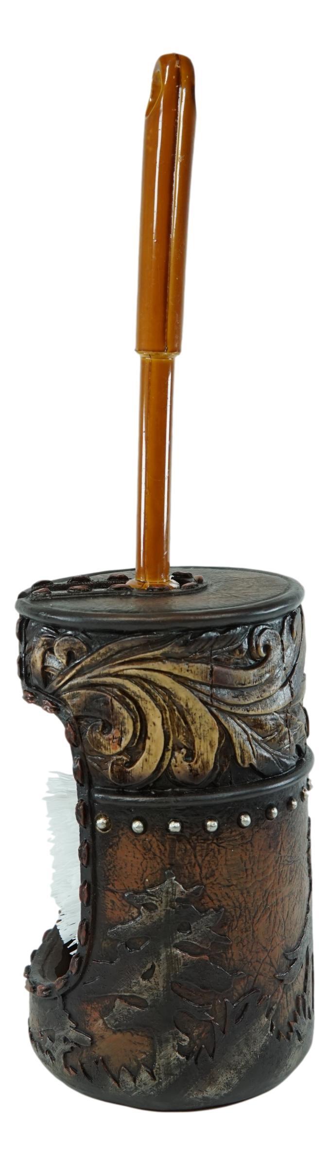 Ebros Gift Western Country Cowboy On Horses With Floral Pattern Toilet Brush And Holder Set