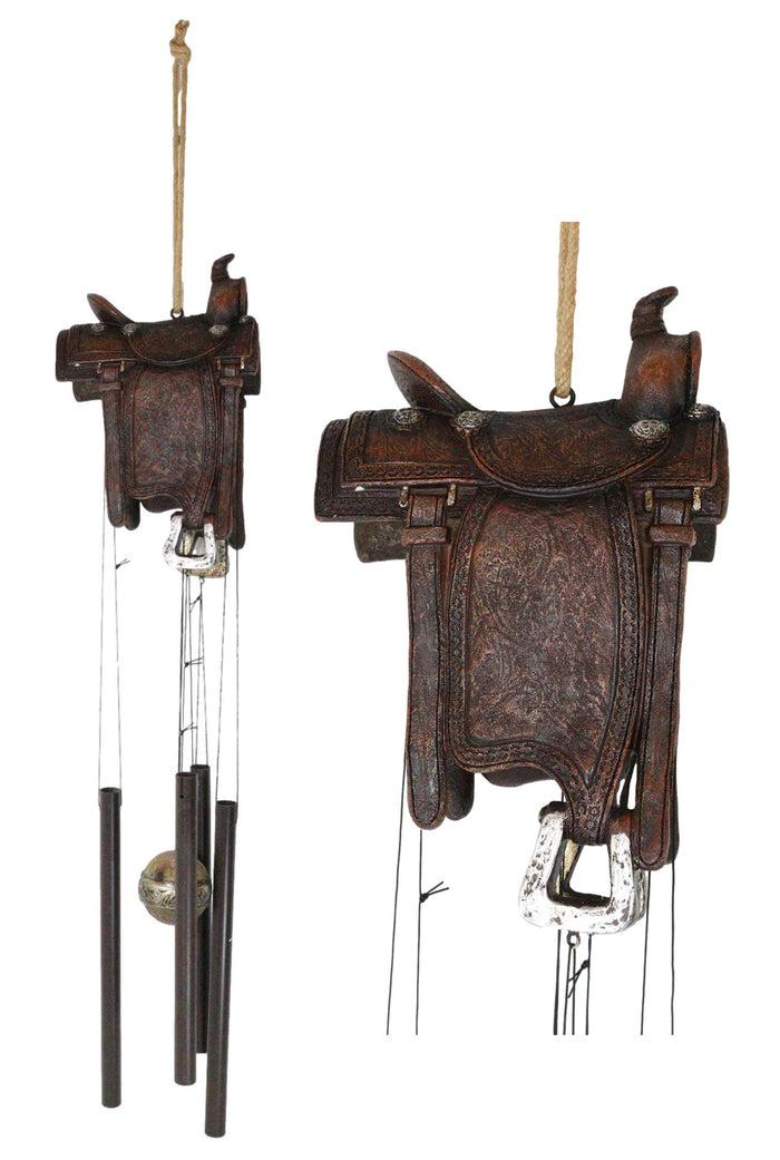ebros gift Western Country Cowboy Rustic Horse Saddle Decorative Wind Chime Garden Accent