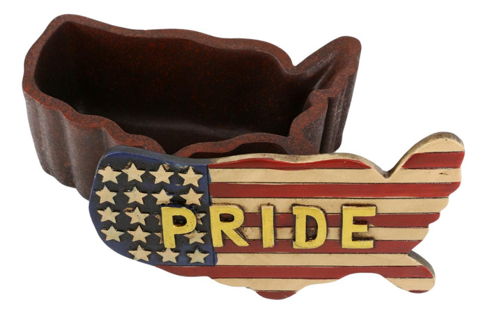 Ebros Gift Western Country Patriotic US American Flag Map Memorial Decorative Jewelry Box