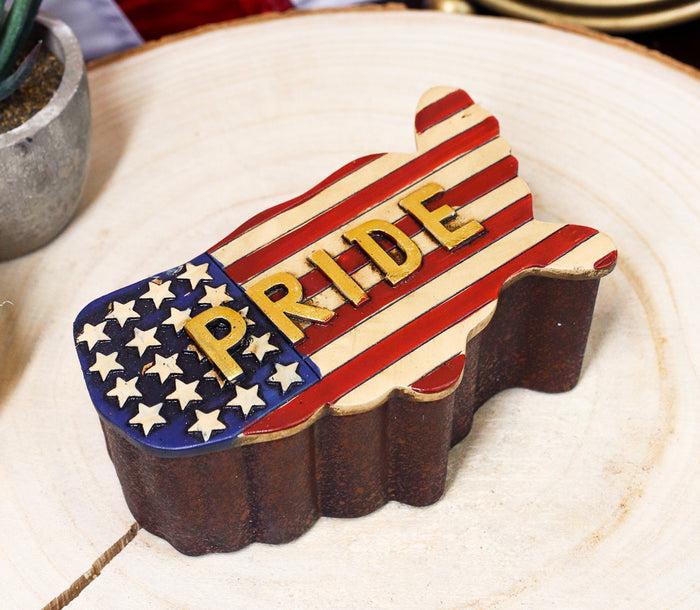 ebros gift Western Country Patriotic US American Flag Map Memorial Decorative Jewelry Box