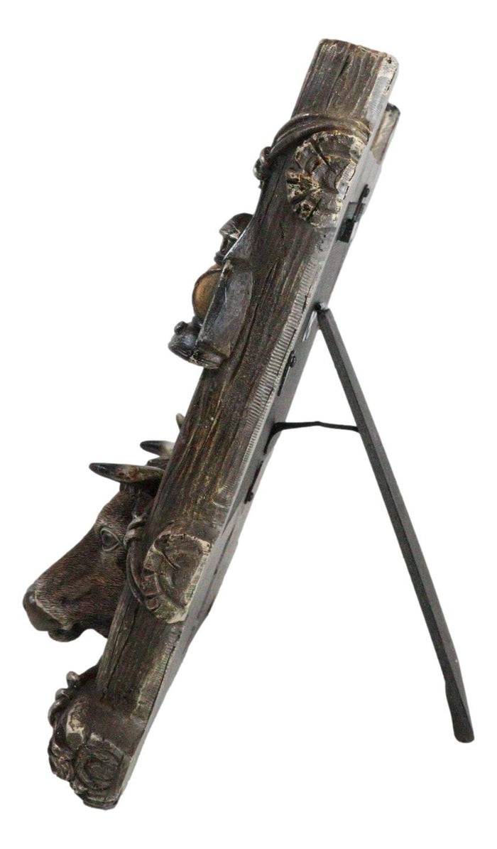 Ebros Gift Western Country Rustic Farm Cattle Cow Bulls Barnwood Lantern Picture Frame 6x4