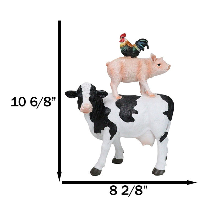 Ebros Gift Western Country Rustic Farmhouse Holstein Cow Piglet And Hen Chicken Figurine