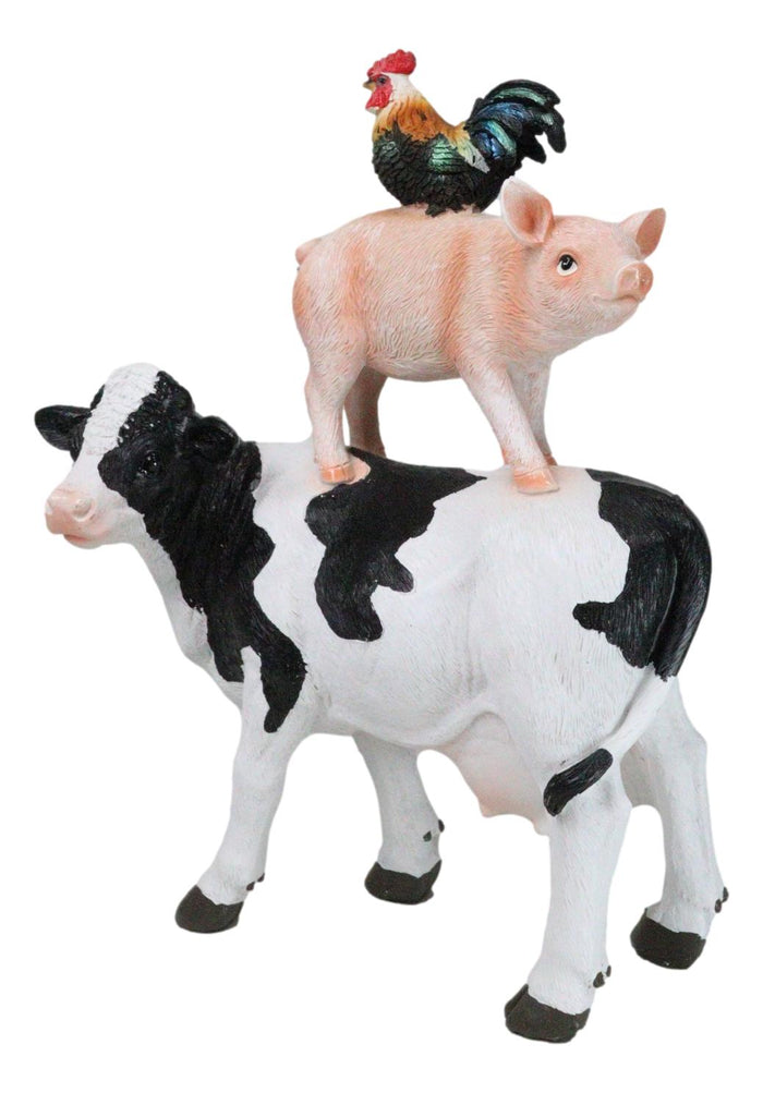 Ebros Gift Western Country Rustic Farmhouse Holstein Cow Piglet And Hen Chicken Figurine