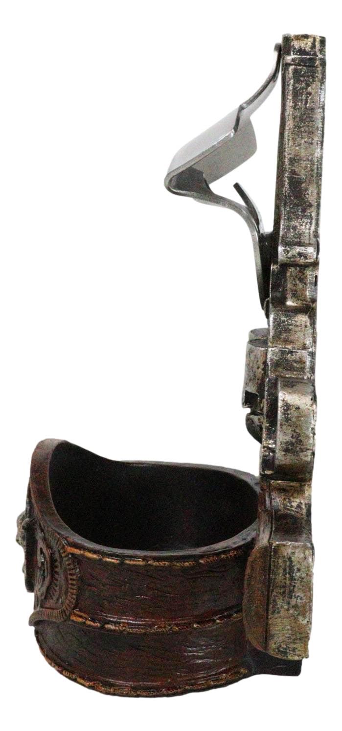 Ebros Gift Western Cowboy 2 Gun Pistols Silver Texas Longhorn Concho Wall Bottle Cap Opener