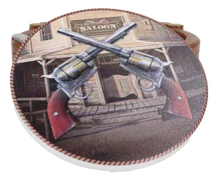 Ebros Gift Western Cowboy Ammo Bullets Belt With Dual Crossed Revolver Guns Coaster Set