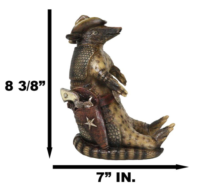 Ebros Gift Western Cowboy Armadillo With Sheriff Gun Hat Badge Cell Phone Holder Figurine