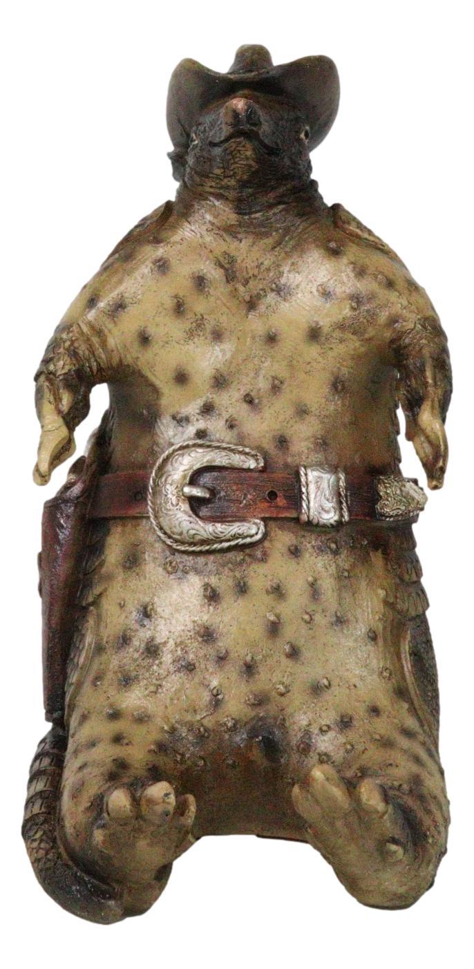Ebros Gift Western Cowboy Armadillo With Sheriff Gun Hat Badge Cell Phone Holder Figurine