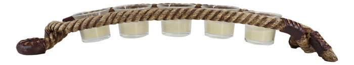Ebros Gift Western Cowboy Braided Lasso Ropes Votive Tea Light Candles Holder Figurine
