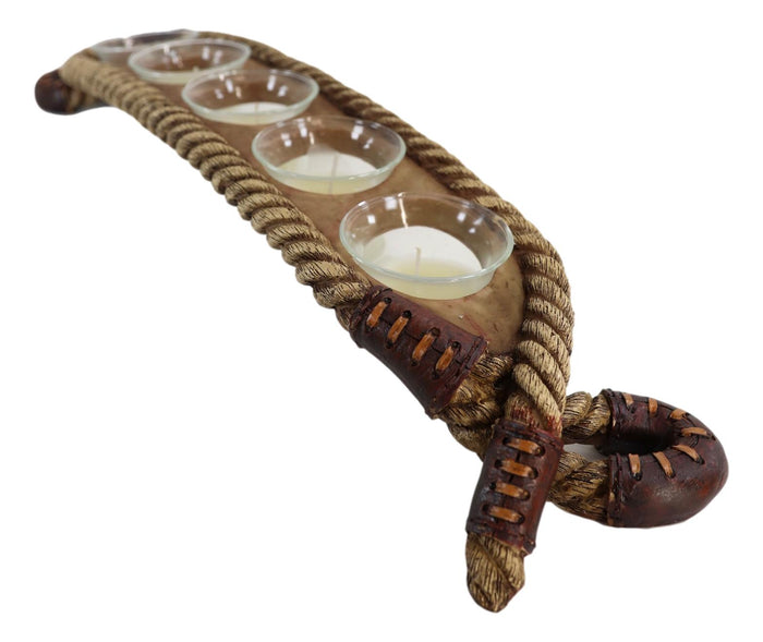 Ebros Gift Western Cowboy Braided Lasso Ropes Votive Tea Light Candles Holder Figurine