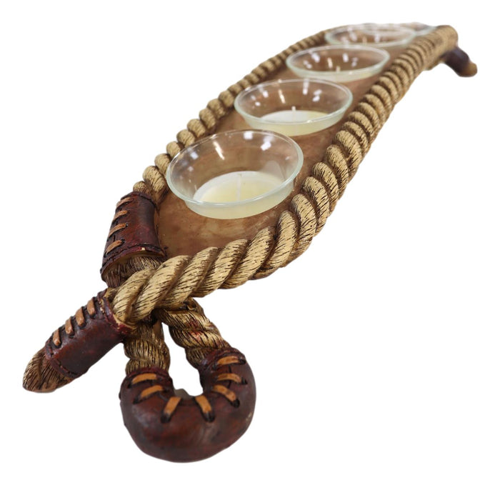 Ebros Gift Western Cowboy Braided Lasso Ropes Votive Tea Light Candles Holder Figurine