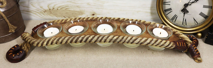 ebros gift Western Cowboy Braided Lasso Ropes Votive Tea Light Candles Holder Figurine