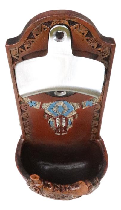 Ebros Gift Western Cowboy Country Rustic Horse Saddle With Cow Skull Wall Bottle Opener