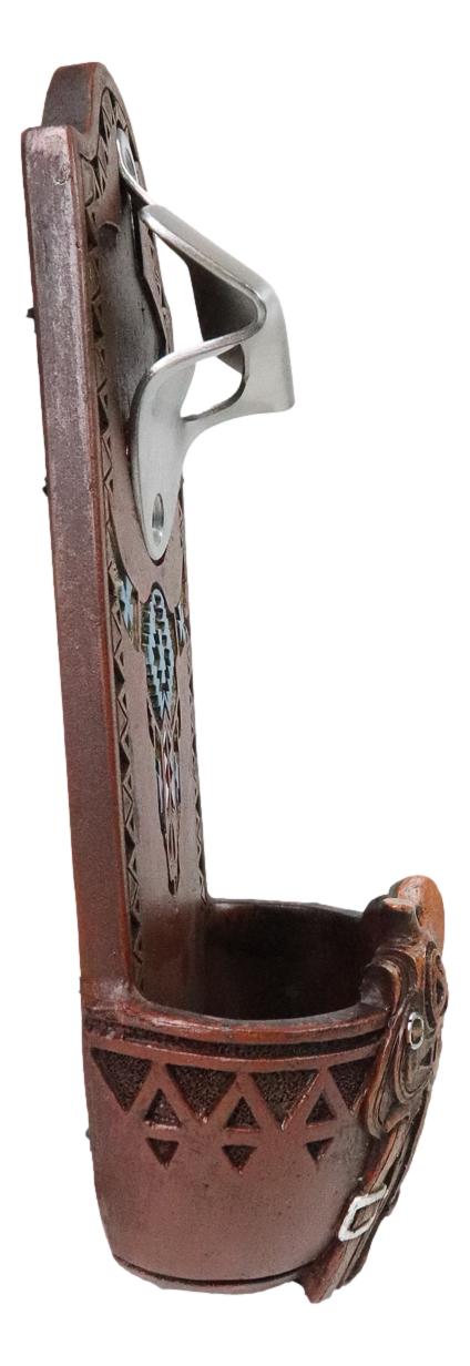 Ebros Gift Western Cowboy Country Rustic Horse Saddle With Cow Skull Wall Bottle Opener