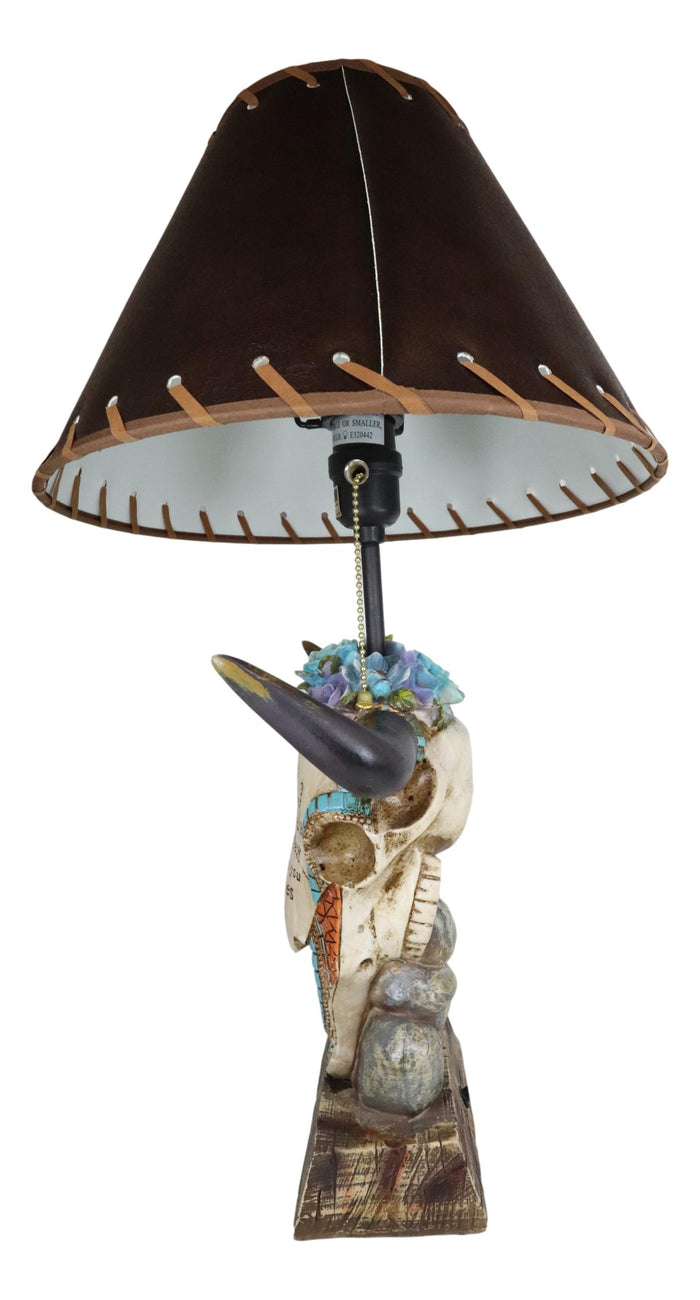Ebros Gift Western Cowboy Cow Skull With Floral Succulents Bible Verse Table Lamp Decor