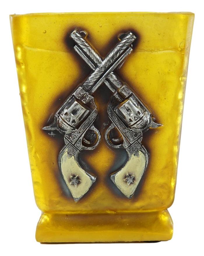 Ebros Gift Western Cowboy Crossed Six Shooters Revolver Guns Acrylic Glass Night Light Lamp