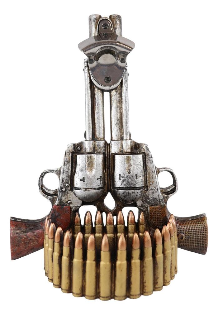 Ebros Gift Western Cowboy Dual Pistol Guns And Bullets Wall Bottle Cap Opener With Catcher