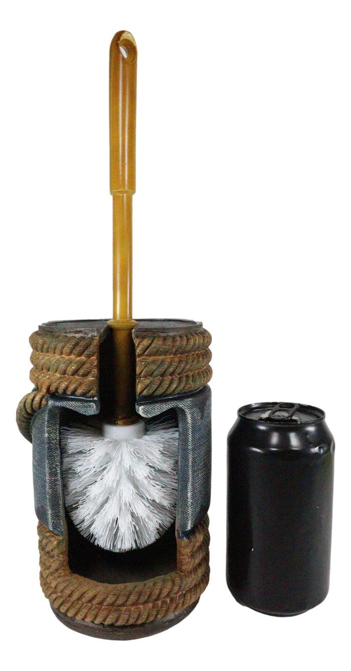 Ebros Gift Western Cowboy Faux Rope Denim Horse Buckle Toilet Brush And Base Holder Set