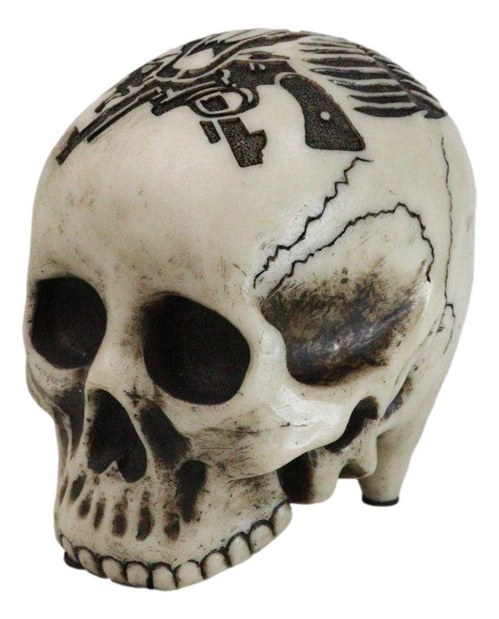 Ebros Gift Western Cowboy Rodeo Skull Statue 6.75"Long Day Of The Dead Skull Figurine