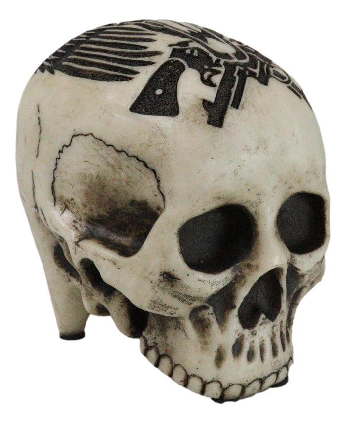 ebros gift Western Cowboy Rodeo Skull Statue 6.75"Long Day Of The Dead Skull Figurine