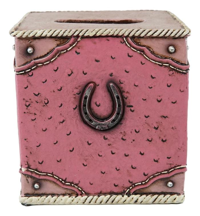 Ebros Gift Western Cowgirl Boot With Horseshoe Fabulous Pink Tissue Box Cover Sculpture
