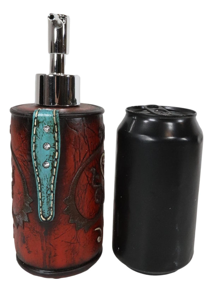 Ebros Gift Western Cowgirl Red Love Heart Scrollwork Lace Liquid Soap Pump Dispenser