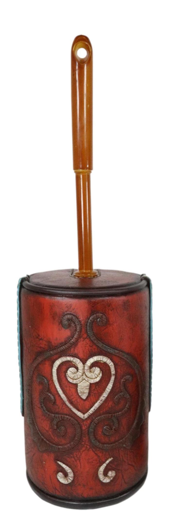 Ebros Gift Western Cowgirl Red Love Heart Scrollwork Lace Toilet Brush Scrub And Base Set