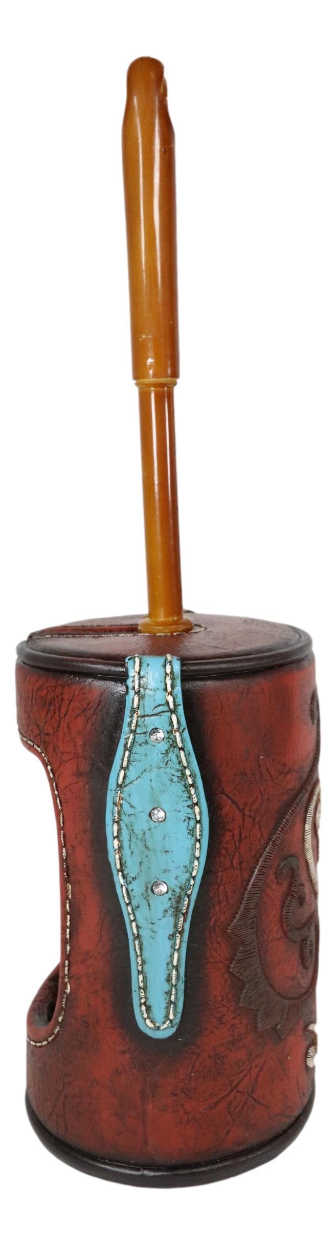 Ebros Gift Western Cowgirl Red Love Heart Scrollwork Lace Toilet Brush Scrub And Base Set