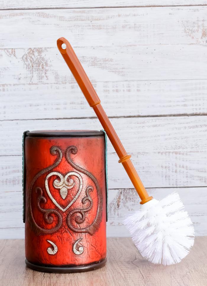 ebros gift Western Cowgirl Red Love Heart Scrollwork Lace Toilet Brush Scrub And Base Set