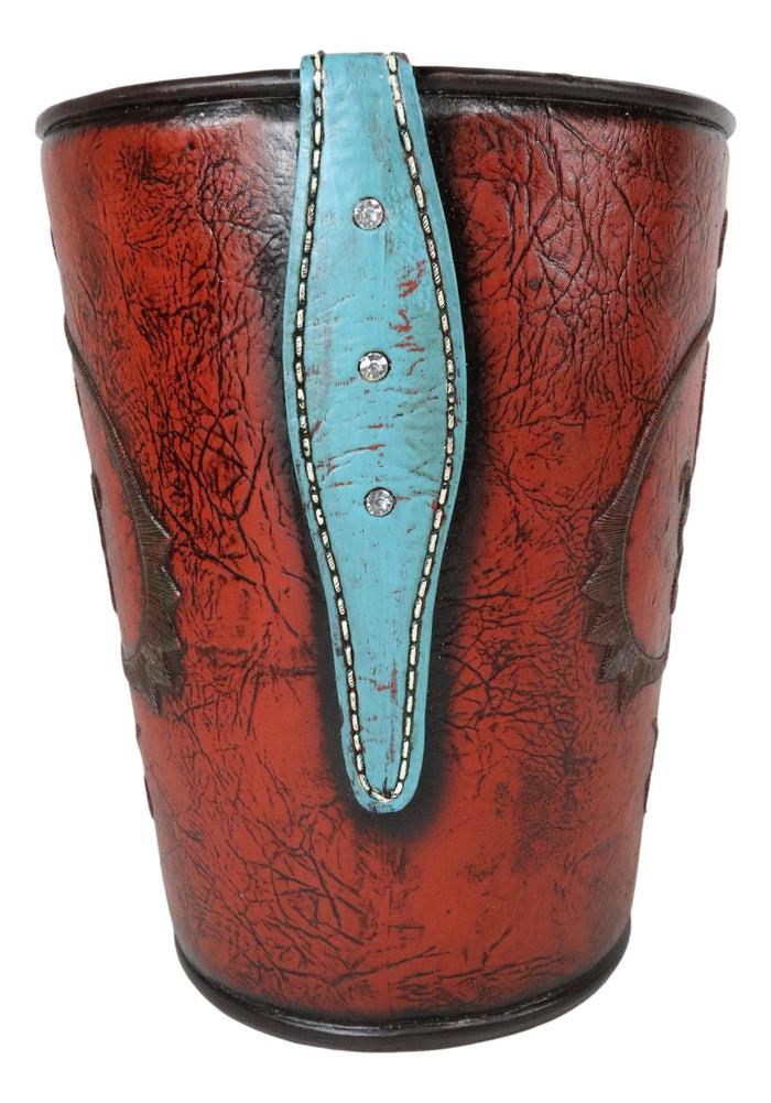 Ebros Gift Western Cowgirl Red Valentines Love Heart Lace Scrollwork Waste Basket Trash Bin